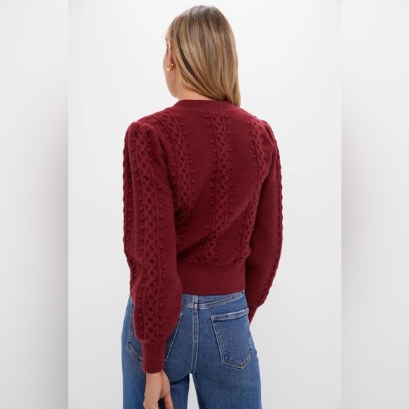Hyacinth House Frankie Embroidered Floral Sweater in Merlot Size XL - Picture 3 of 14